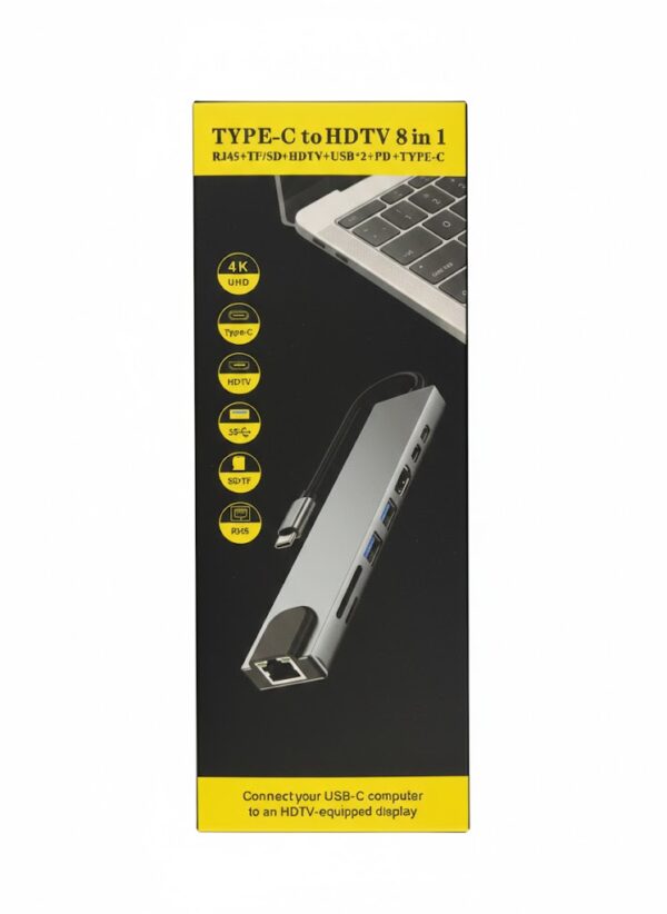 8 in 1 Type-C HUB HDMI USB Multiport Card Reader Adapter Laptop Docking Station